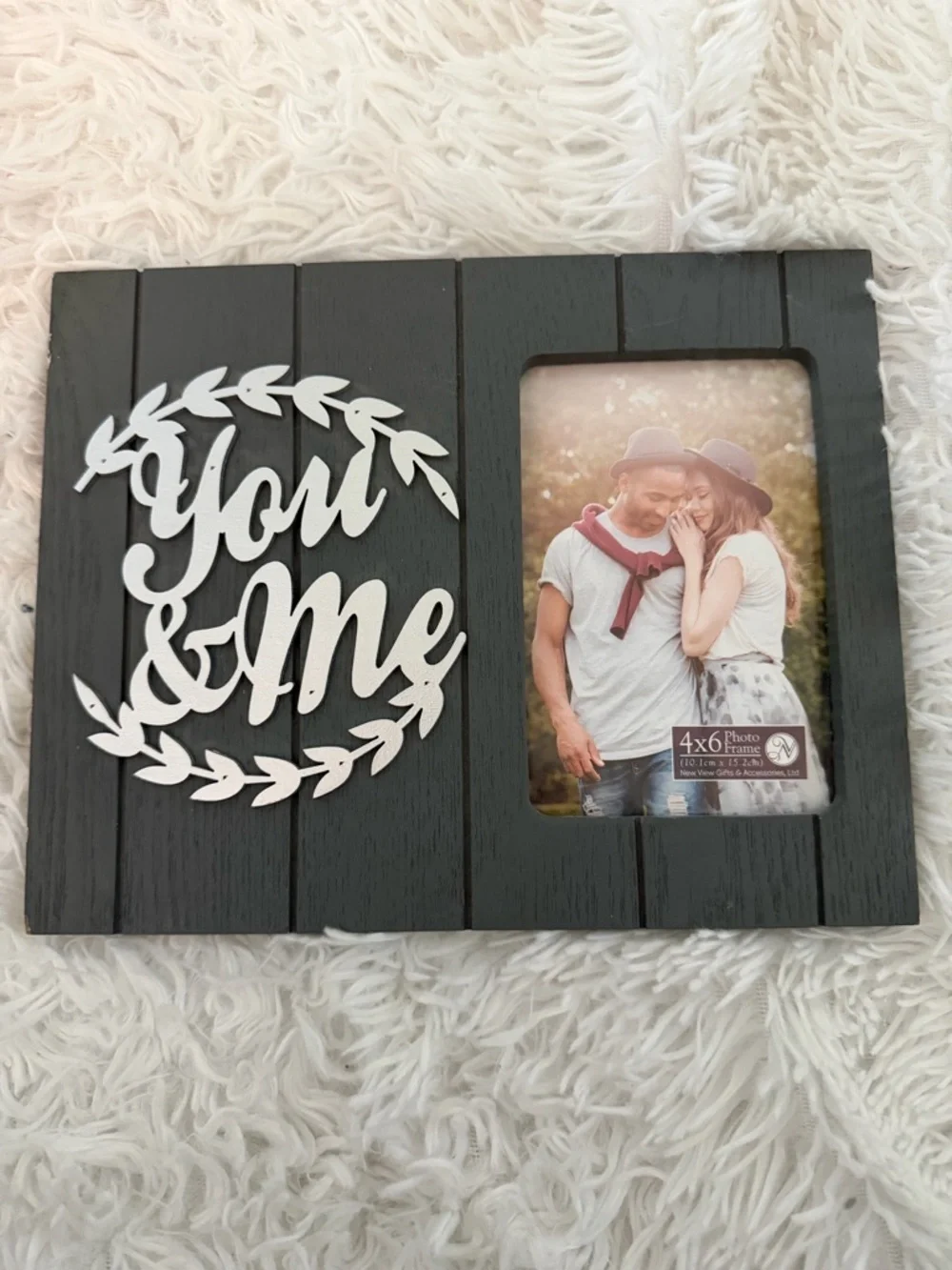 Rustic “You & Me” Wood Picture Frame 4x6 Farmhouse Style Black Wall or Tabletop